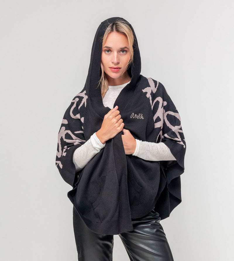 Black poncho-style jacket