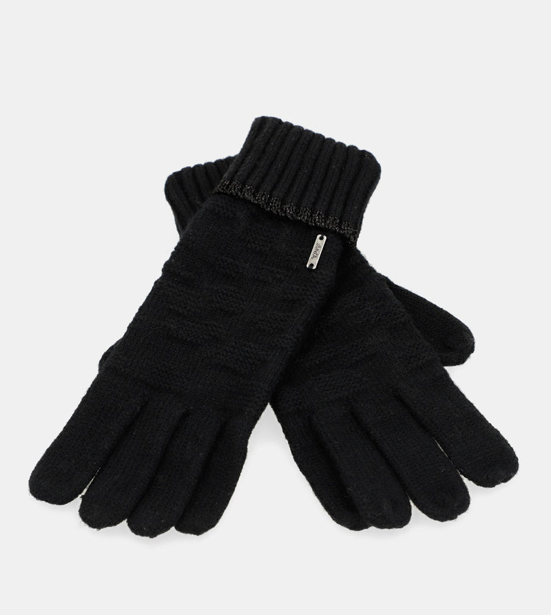 Black knit gloves