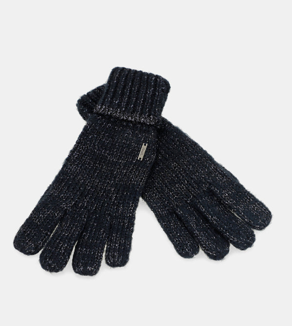 Navy blue logomania gloves.