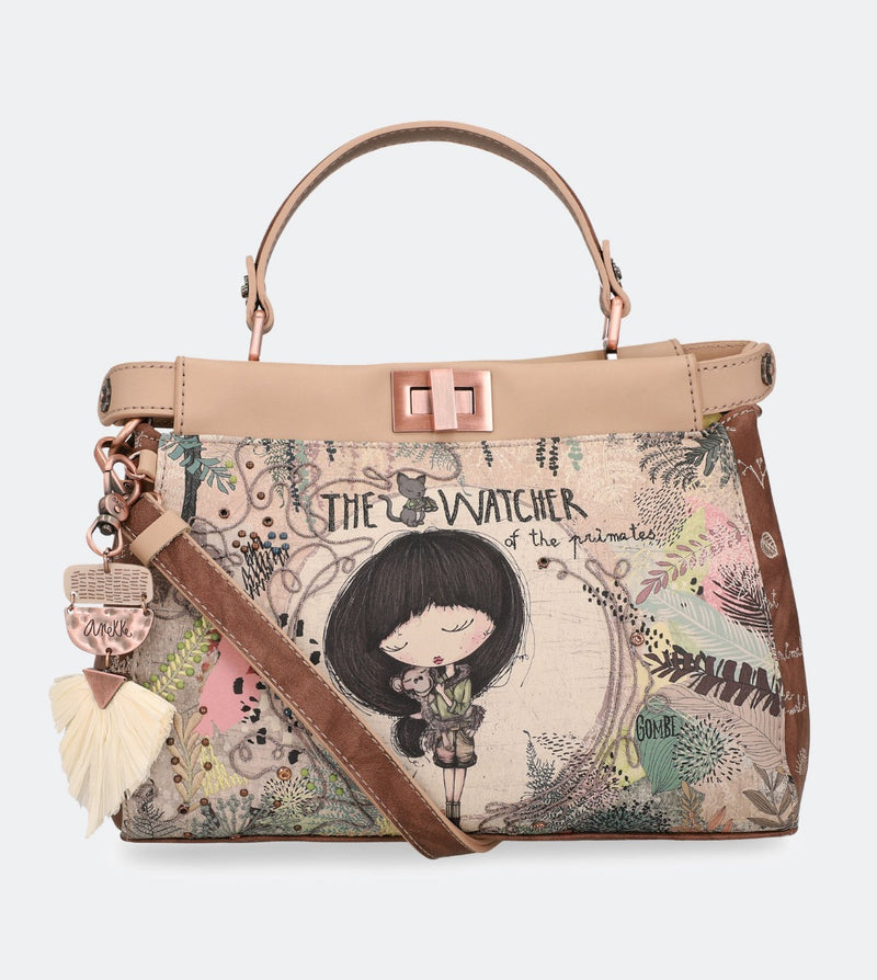 Forest handbag with a tuck lock