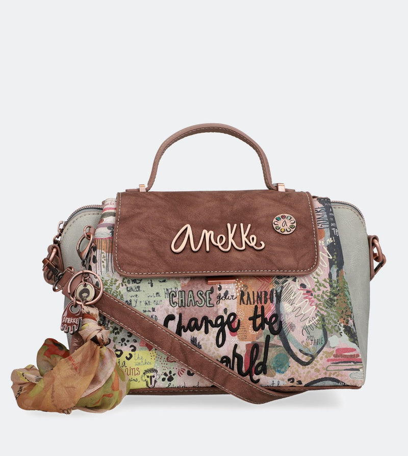 Nature handbag with a front flap