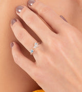 Silver plated Sunshine ring with stones