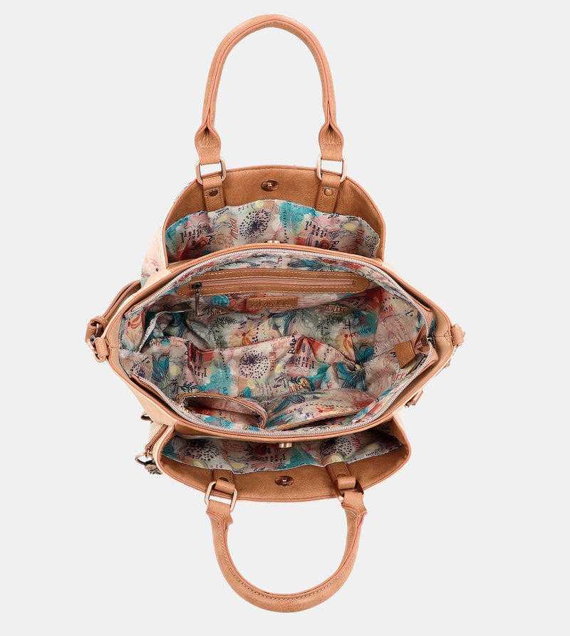 Mediterranean Two-handle handbag with triple compartment