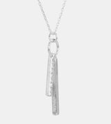 Elongated pendant with silver plated rhinestones