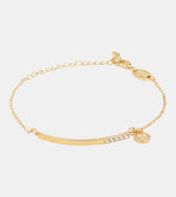 Golden bracelet with rhinestones