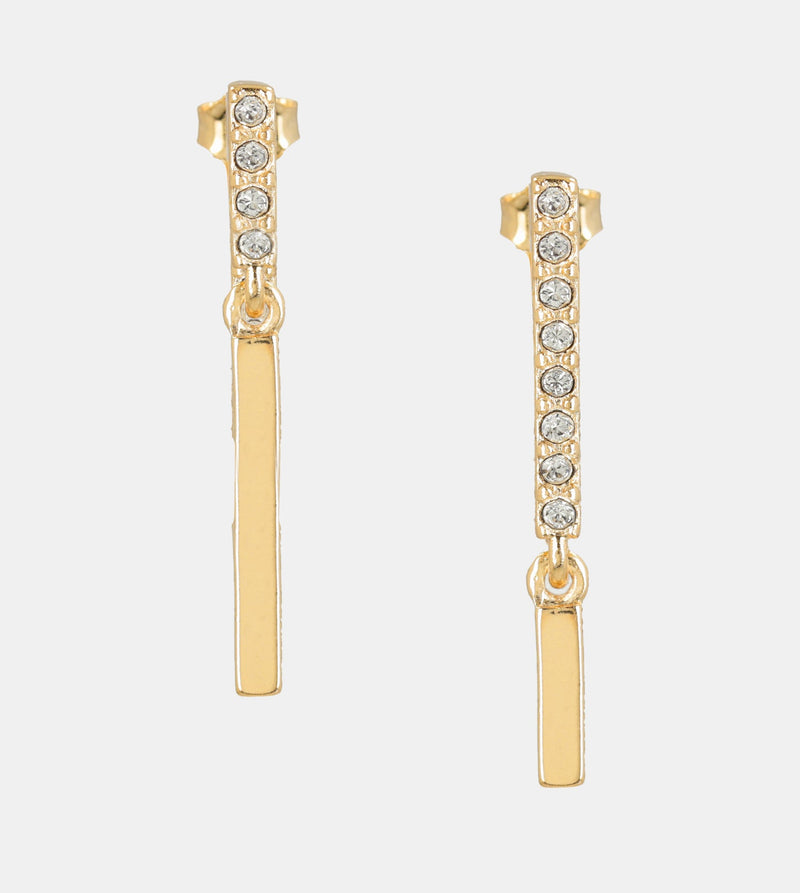 Long earrings with gold plated rhinestones