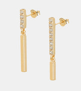 Long earrings with gold plated rhinestones