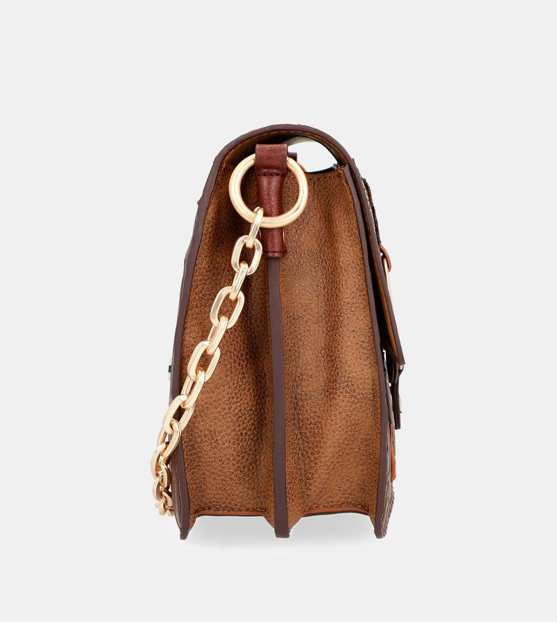 Urban brown flap shoulder bag