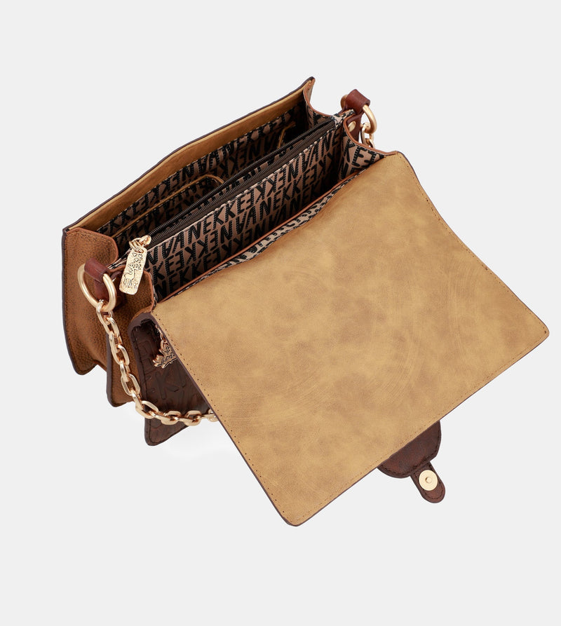 Urban brown flap shoulder bag