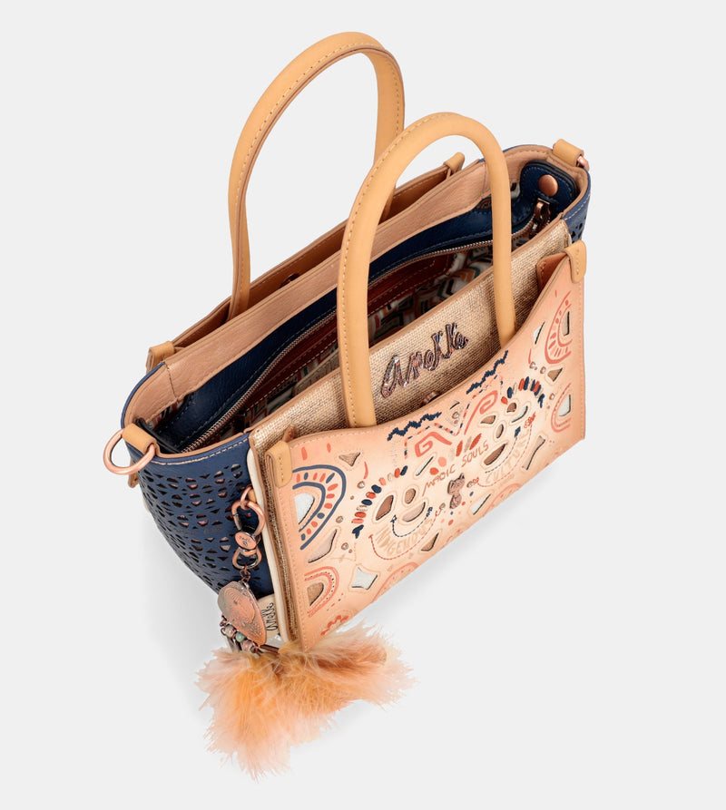 Tribe shoulder tote bag with two handles