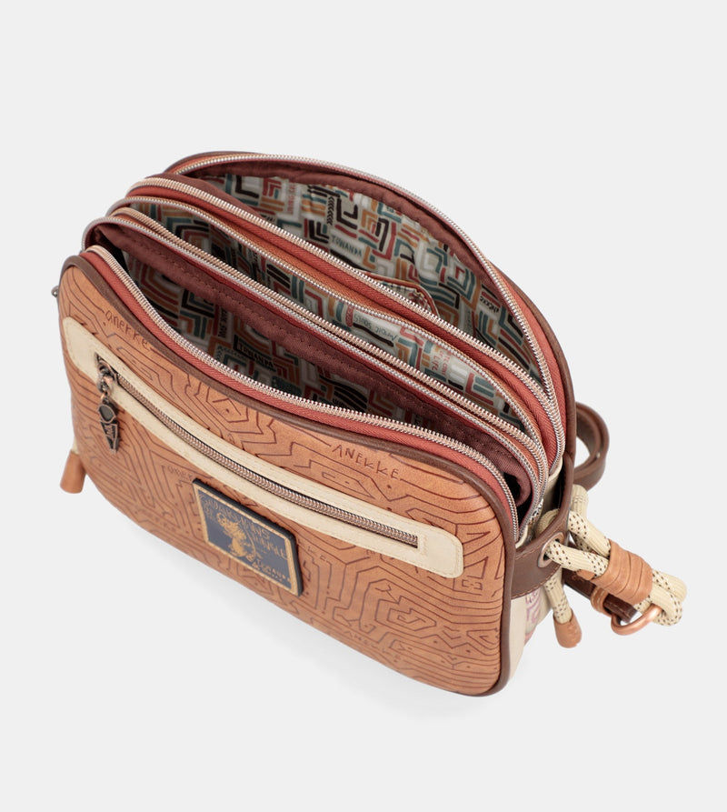 Tribe crossbody bag with 3 compartments