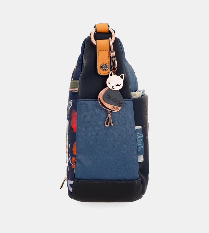 Nature Pachamama navy blue crossbody bag with pockets