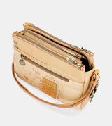 Nature Pachamama golden crossbody bag with three compartments