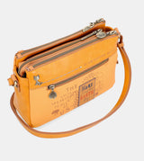 Nature Pachamama ochre crossbody bag with 3 compartments