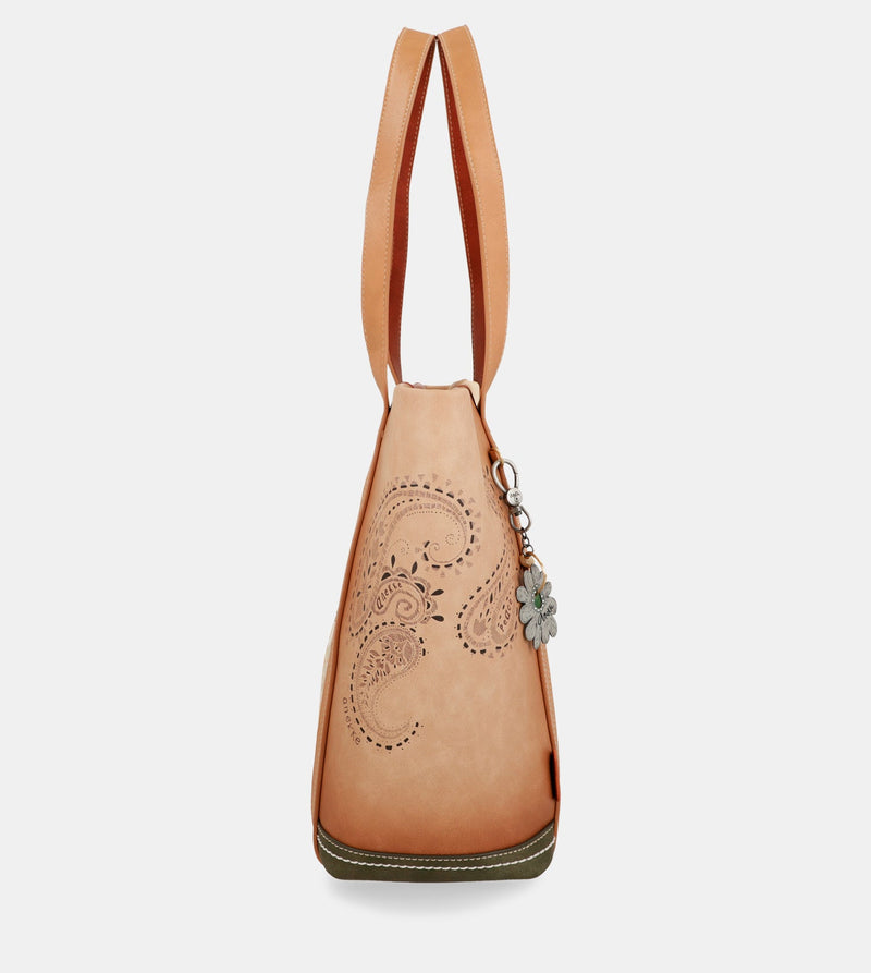 Peace & Love camel shopping bag