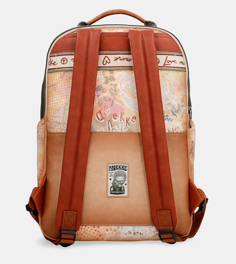 Peace & Love camel school backpack