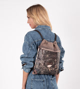 Cool universe fabric cinch bag with a printed design