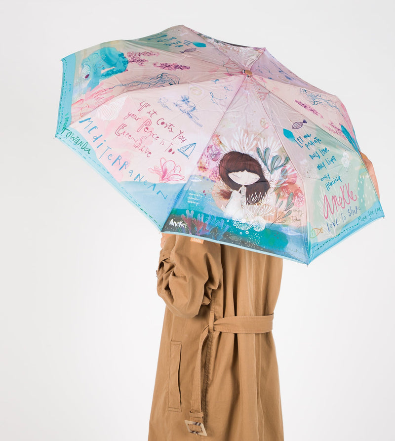 Mediterranean automatic folding umbrella